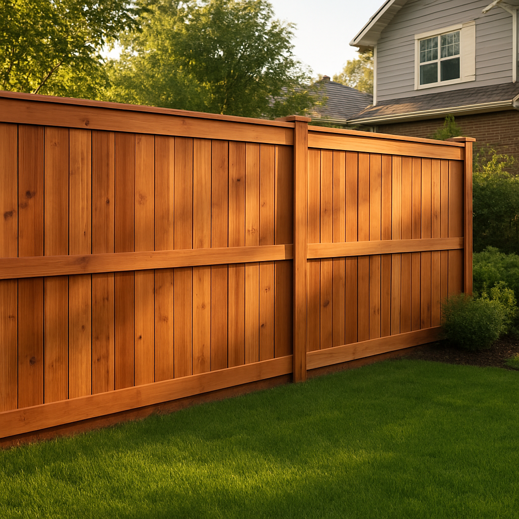 Cedar wood privacy fence installation